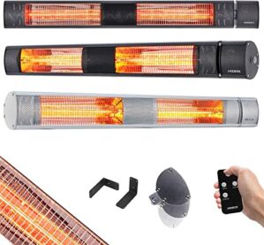 Arebos 3.000 W Infrarot Heizstrahler Schwarz mit Fernbedienung 3 Heizstufen | Gastro-Bar Heizstrahler Quarzstrahler Terrassenheizer…