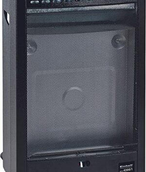Einhell Blue Flame Gasheizofen BFO 4200/1 (4.200W, 300 g/h Gasverbrauch, Stahlblechgehäuse, Piezozünder, Lenkrollen, inkl. Gasschlauch) Schwarz
