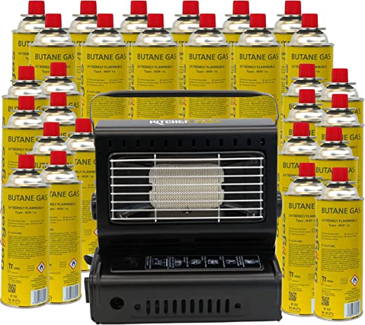 Gasheizung Gasstrahler Campingheizung | Tragbare Heizung Gasheizer Keramik Brenner | 1,3 kW Leistung | 108g/h Verbrauch (Gasheizung + 28...