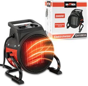 Grafner Keramik Heizlüfter mit 2000 Watt 2KW, 3 Heizstufen, automatischer Thermostat, kraftvoller Turbo Heizer, PTC-Element, Überhitzungsschutz,…