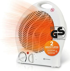 HEIMWERT Heizlüfter energiesparend 2000 Watt – Schnellheizer mit ENERGIESPARSTUFE und Tragegriff – Elektroheizung mit Thermostat und 2 Strom…
