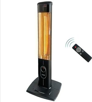 ICQN 2300 Watt Stand Heizstrahler | 4 Heizstufen mit Fernbedienung | Kohlenstoff Infrarotstrahler für Innen- & Außenbereich | Terrassenstrahler |…
