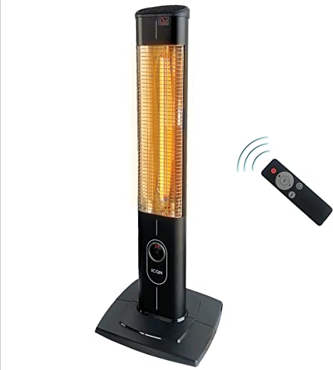 ICQN 2300 Watt Stand Heizstrahler | 4 Heizstufen mit Fernbedienung | Kohlenstoff Infrarotstrahler für Innen- & Außenbereich | Terrassenstrahler |...