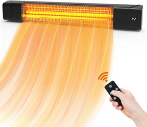 Infrarot Heizstrahler Terrasse 1000/1500/2000W, Terrassenstrahler für Außenbereiche, Elektrische Wandheizung mit Fernbedienung und 3 einstellbaren…