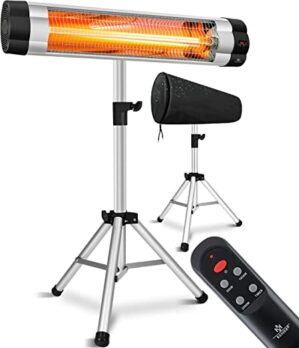 KESSER® Infrarotstrahler Heizstrahler Terrassenstrahler 2500W mit Fernbedienung inkl. Schutzhülle höhenverstellbarem Teleskopstativ…