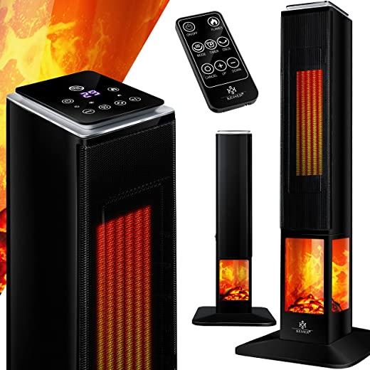 KESSER® Turmheizstrahler Heizstrahler Standheizstrahler Infrarot mit Fernbedienung Timer Kamineffekt, Heizung Turm-Keramik-Heizer Heizlüfter...