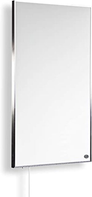 Könighaus – Infrarotheizung 600 Watt mit Ein- und Ausschalter – Thermostat + 5 Jahre Garantie ✓ TÜV/GS – Silberner Rahmen (600W)