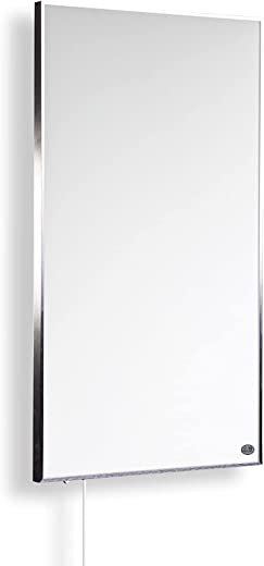 Könighaus - Infrarotheizung 600 Watt mit Ein- und Ausschalter - Thermostat + 5 Jahre Garantie ✓ TÜV/GS - Silberner Rahmen (600W)