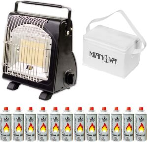 Mianova 2 in 1 Keramik Gas Camping Heizung Kocher 1,7KW Heizstrahler Gasheizung Campingkocher Gaskocher Anzünder Grillanzünder Butan 12 Gasflaschen…