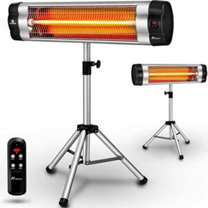 TRESKO Infrarot Heizstrahler 2500W mit Fernbedienung | Wärmestrahler elektrisch mit 3 Heizstufen | Terrassenstrahler Innen & Außen |…